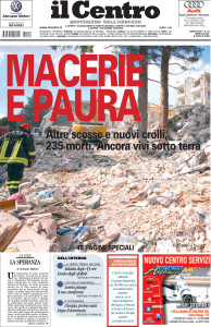 Il Centro Foto prima pagina sul secondo speciale del terremoto (foto Pietro Guida)